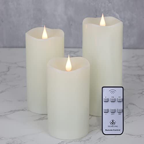 Flickering Flameless Candles with 3D Moving Flame Set of 3 (3 Count)