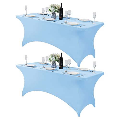 2Pack Spandex Table Cover for 6Ft or 4fT or 8ft Table Universal Fitted Stretch Tablecloth for Party (2 Count)