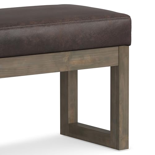 Milltown 27" Wide Vegan Leather Ottoman in Distressed Brown