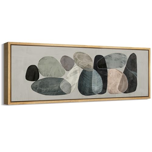 Large Framed Canvas Print Wall Art Abstract Elegance Contemporary Stone Shapes Illustrations Antique Retro Fine Art Illustrations Decorative Colorful for Bedroom