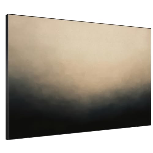 46"x60" Extra Large Framed Wall Art Soft Cream and Dark Abstract Landscape Illustration for Home Living Room Bedroom Decor
