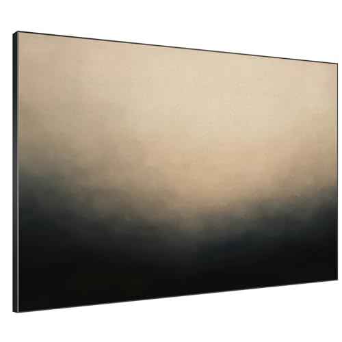 60"x72" Extra Large Framed Wall Art Soft Cream and Dark Abstract Landscape Illustration for Home Living Room Bedroom Decor