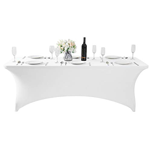 2Pack Spandex Table Cover for 8FT or 4ft or 6ft Table Universal Fitted Stretch Tablecloth for Party