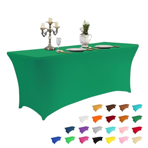 8FT Table Cloth for Rectangular Spandex Emerald Green Table Cover