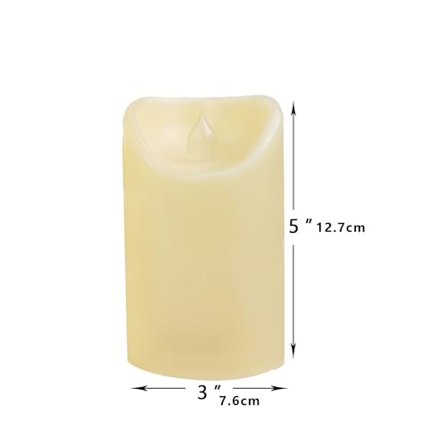 Outdoor Battery Operated Flameless Candles with Remote Timer Waterproof Flickering Plastic Electric LED Pillar Lights for Lantern Patio Garden Wedding Party Decorations 3x5 Inches 2 Pack (2 Count)