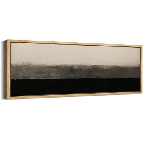 Large Framed Canvas Print Wall Art Minimalist Black and Beige Abstract Neutral Tones Modern Illustrations Decorative Colorful for Bedroom