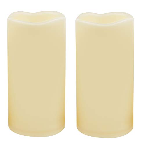 Outdoor Battery Operated Flameless LED Candles with Timer D3”xH6” 2 PCS (2 Count)