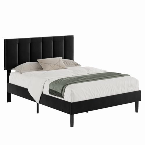 Queen Size Bed Frame with Upholstered Headboard