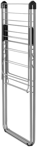 Brabantia HangOn Compact Clothes Drying Rack | 49ft (15m) | Metallic Gray | Small Indoor Clothes Airer Laundry Stand with 2 Fold-out Wings & Hanger Hooks, Folds Flat, Ideal for Condos | Fits Full Load