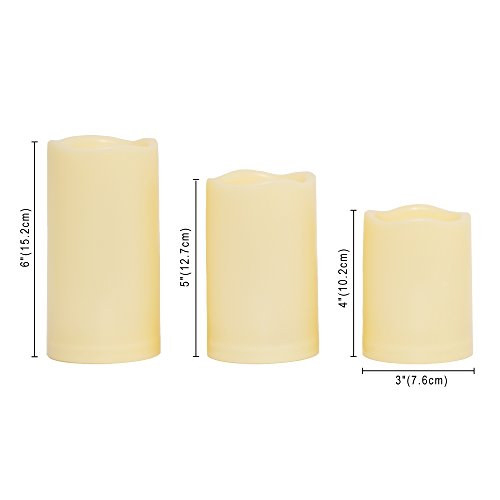 Outdoor Battery Operated Flameless LED Candles with Timer D3”xH4 (3 Count)