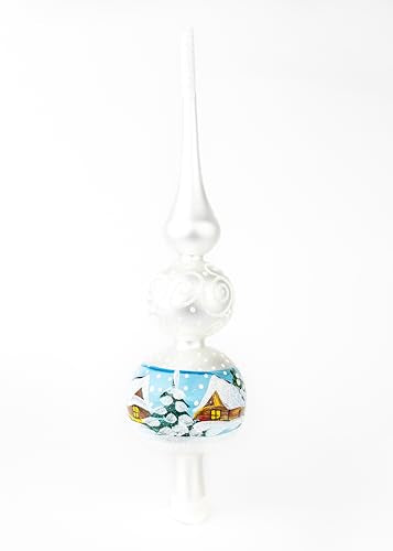 Christmas Finials Mouth Blown Tree Topper Elegant Mercury Glass Finial Tree Topper Hand Decorated Made in Poland