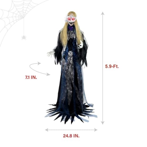 5.9 Ft. Animatronic Standing Masquerade Lady (5.5 ft Standing Masquerade Lady)