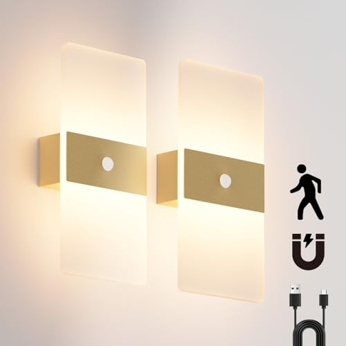 2 Pack Motion Sensor Gold Wall Lights (2 Count)