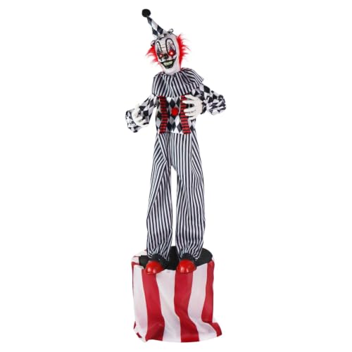 5.9 Ft. Talking Clown on Stage Halloween Animatronic (6ft Clown on Stand)