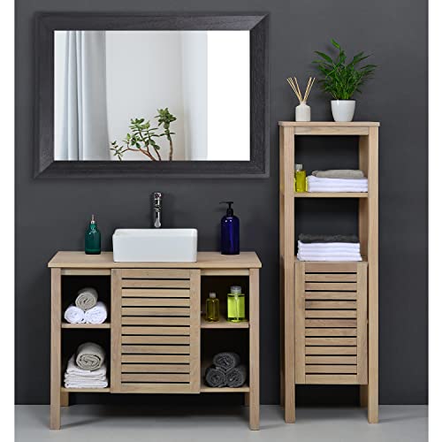 Black Mirrors for Wall Rectangle Wood Framed Large 28"x20" Decorative Wall Mirror for Bedroom Bathroom Living Room Dressing Room Entryway
