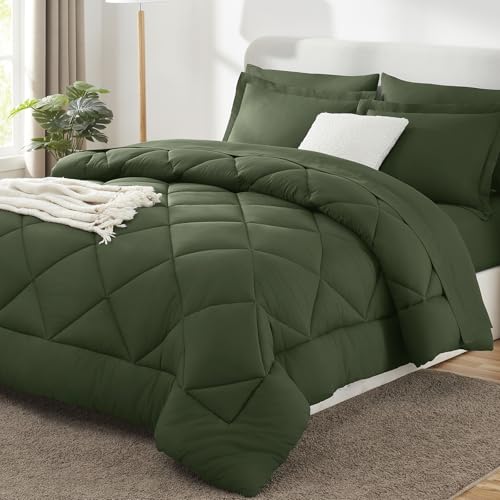 Queen Comforter Set Olive Green