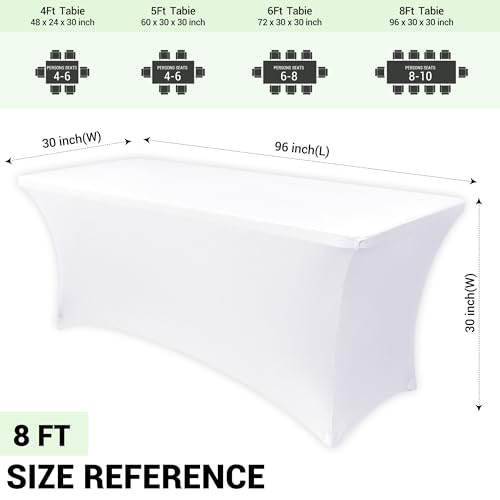 Spandex Table Cover 8ft Fitted Tablecloth Rectangular