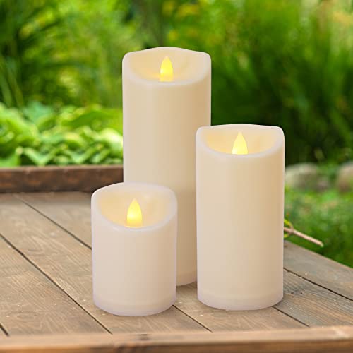 Outdoor Flameless Pillar Candles with Remote Timer Battery Operated Candles