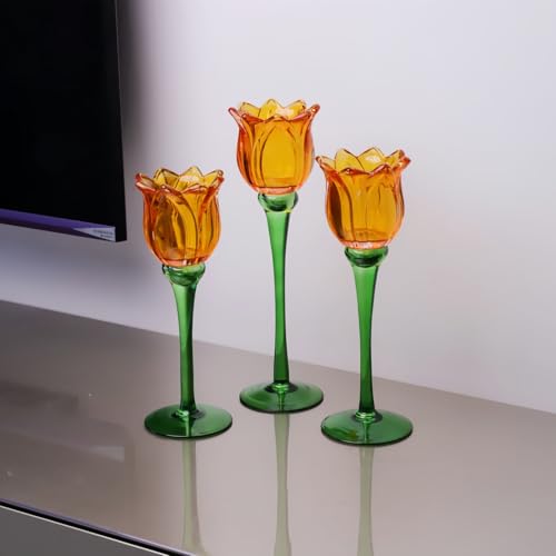 Orange Tulips Votive Candle Holders Set of 3 (3 Count)