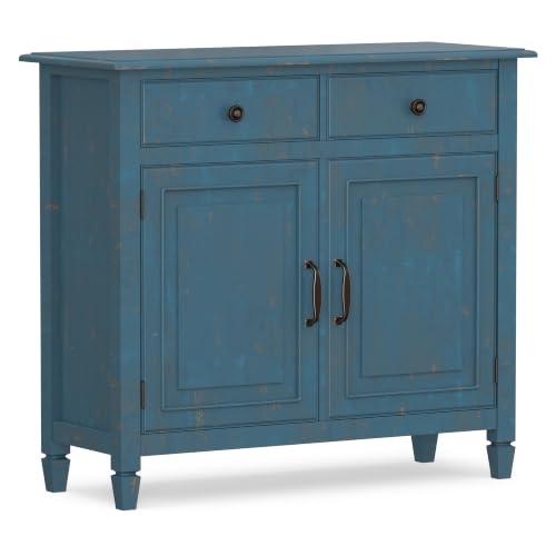 Connaught 40" Wide Solid Wood Cabinet in Distressed Coastal Blue