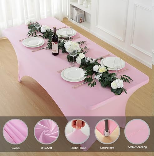 2 Pack 6ft Light Pink Spandex Tablecloth (2 Count)