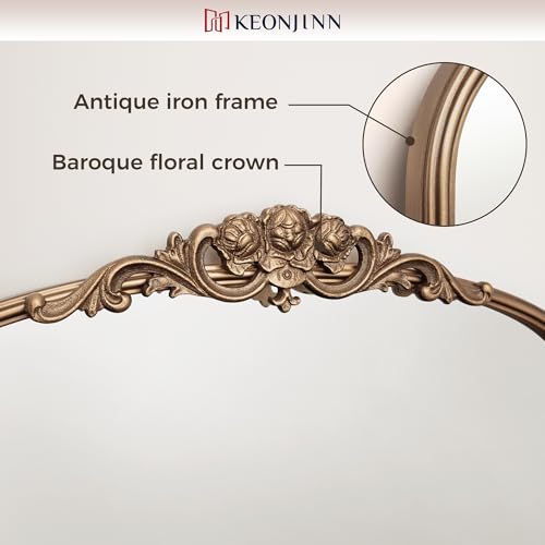 30x36 Gold Vintage Arched Mirror for Wall