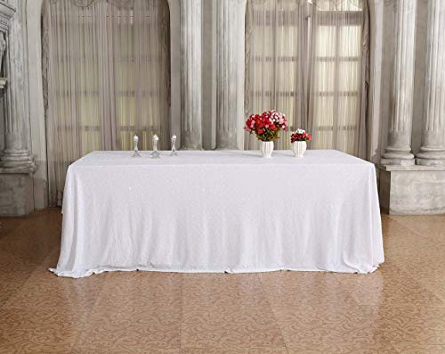 Sequin Tablecloth 60x102 Inch White for Wedding Party