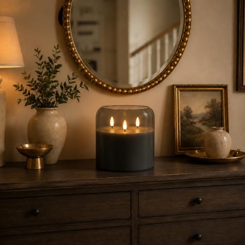 Grey Large Glass Flameless LED Candle (6 Count)