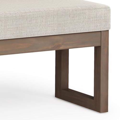 Milltown 44" Wide Tweed Look Rectangle Ottoman in Platinum