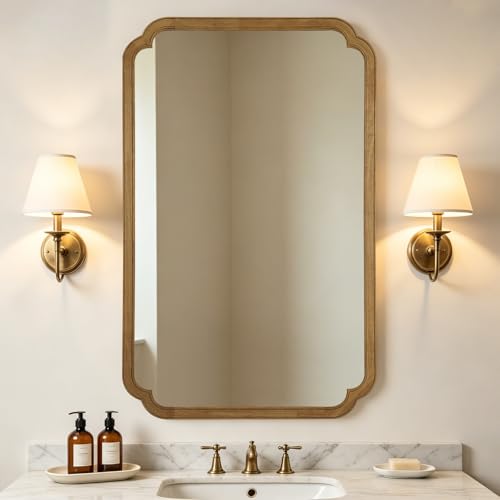 30" x 48" Wood Bathroom Mirror for Wall Mounted