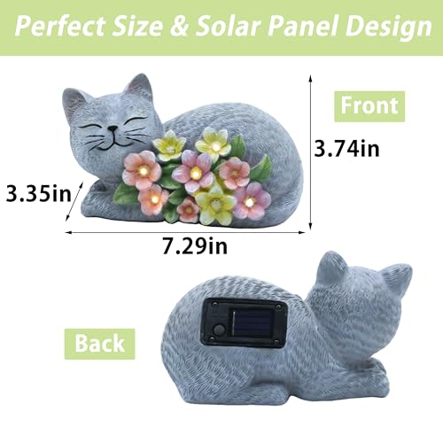 Solar Cat Garden Statue