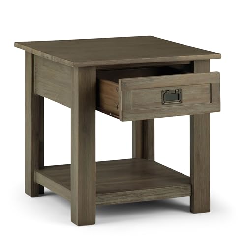 Monroe 22" Wide Solid Wood Rectangular End Table in Grey