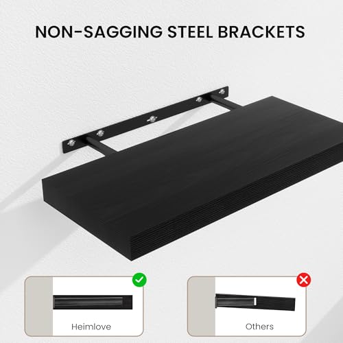 Floating Shelves 23.6" W x 10.3" D Black Set of 2 (2 Count)