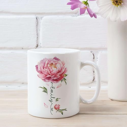Flower Design Mug With Custom Name