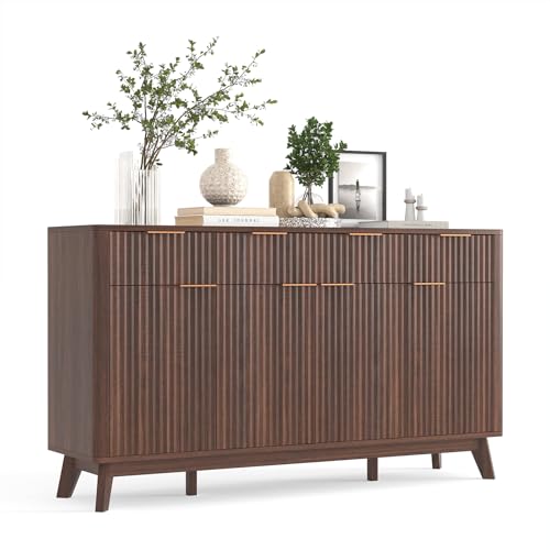 60" Large Farmhouse Sideboard Buffet Cabinet with Storage Drawers & Adjustable Shelves
