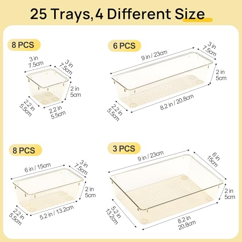 25 Pack Plastic Drawer Organizers with Non (25 Count)
