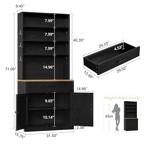 Bakers Rack Microwave Stand with Customizable Pegboard and Storage