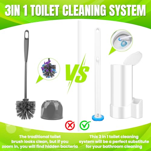 Disposable Toilet Brush with 54pcs Toilet Wand Refills (2 Count)