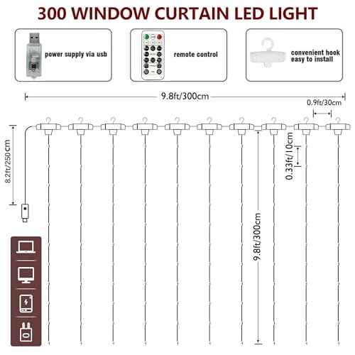 Window Curtain String Lights