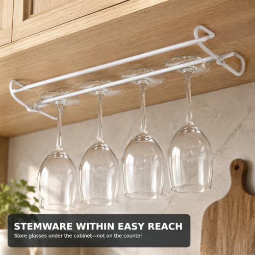 2 Pack 10.3 Inch Under Cabinet Hanging Wine Glass Racks (2 Count)