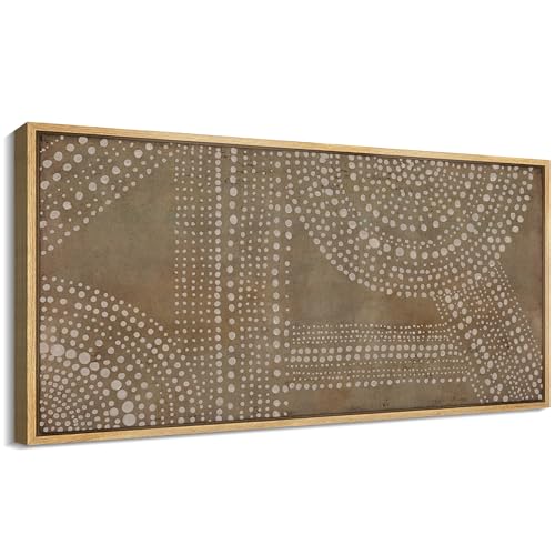 Extra Large Framed Canvas Print Wall Art Abstract Dot Matrix Canvas Art in Earth Tones Antique Retro Fine Art Illustrations Decorative Colorful for Bedroom