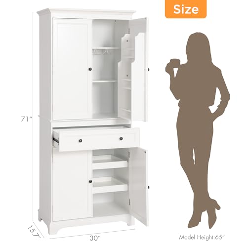 71 Inch Tall Kitchen Pantry Cabinet with 2 Slide