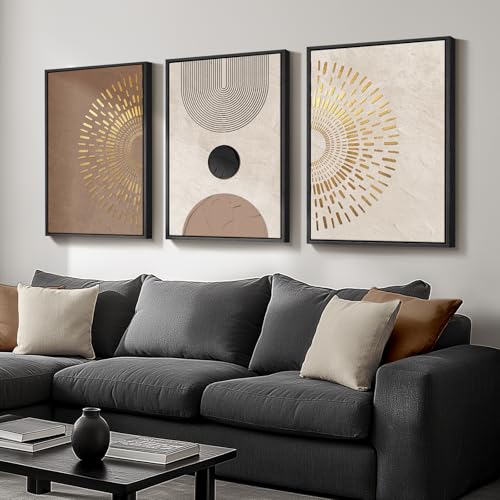 Framed Boho Neutral Minimalist Abstract Wall Art (3 Count)