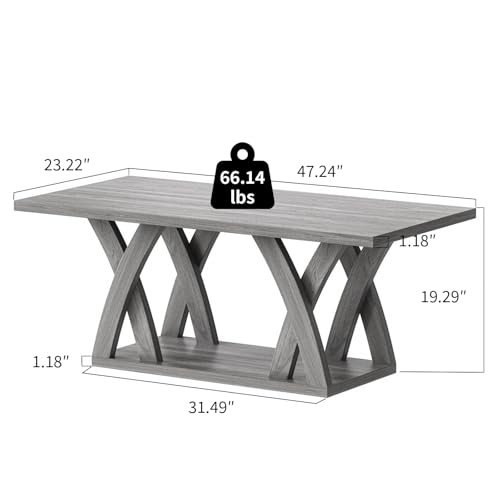 47" Farmhouse Coffee Table with Storage Shelf
