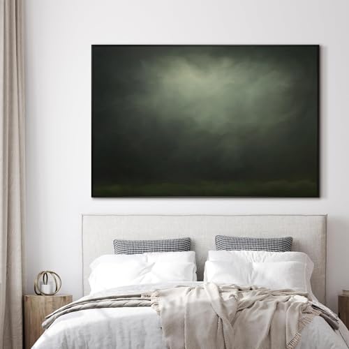 46"x72" Extra Large Framed Wall Art Moody Green Abstract Cloudscape