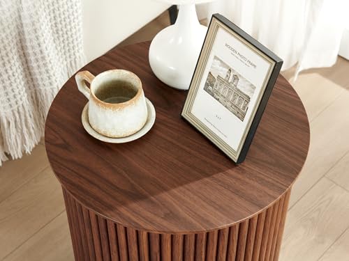 Small Round Side Table Fluted Night Stand Set of 2 (2 Count)