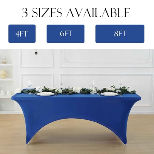 2 Pack 8ft Royal Blue Spandex Tablecloth