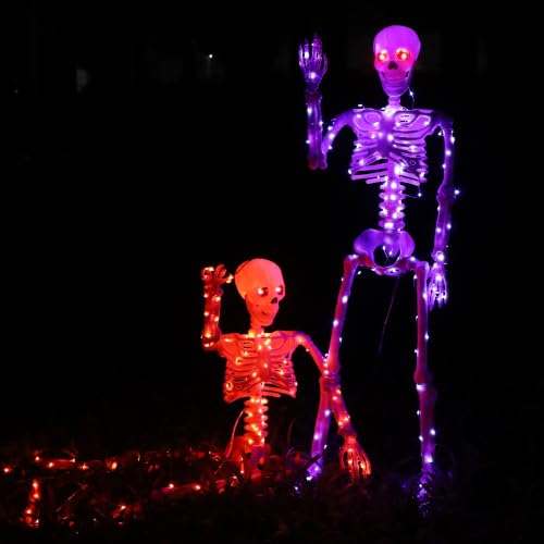 Halloween Decorations Outdoor Skeletons Set (Orange + Purple)