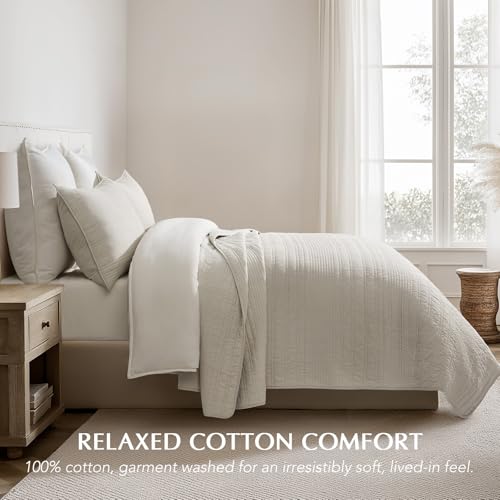 HOME 100% Cotton Modern Lines Quilt Set King Size
