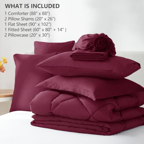 Queen Comforter Set with Sheets Burgundy
